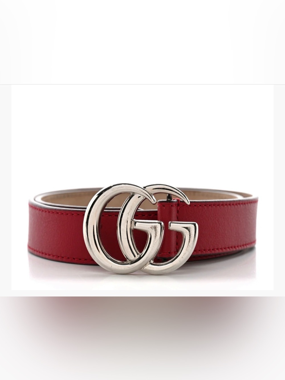 Gucci Kids Burgundy Leather Belt with Silver Double G Buckle